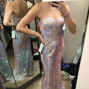Strapless prom dress multicolor sequin